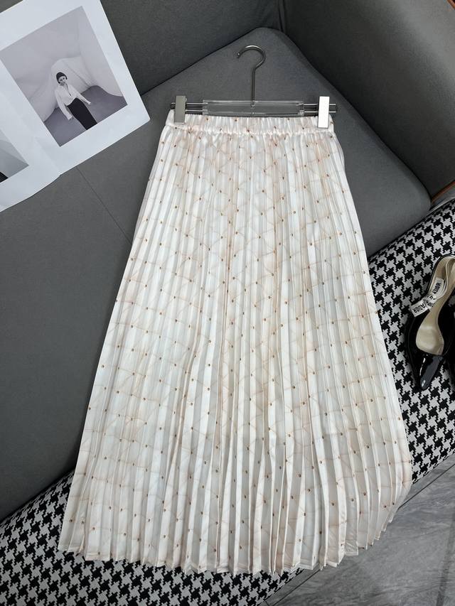 Louis Vuitto* 24Ss春夏新款压褶半身裙 菱格印花面料 高品质 单色三码sml