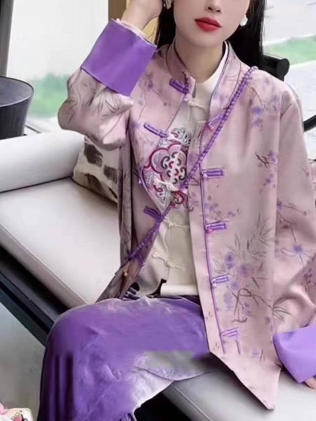 外套 爆款上新:新中式刺绣国风无袖长款马夹 黑色 白色 粉色 绿色 紫色 S-Xl