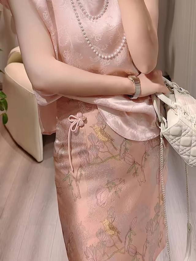 半裙 美爆了高级感新中式半身裙女夏季新款中国结粉色半裙修身包臀裙smlxl