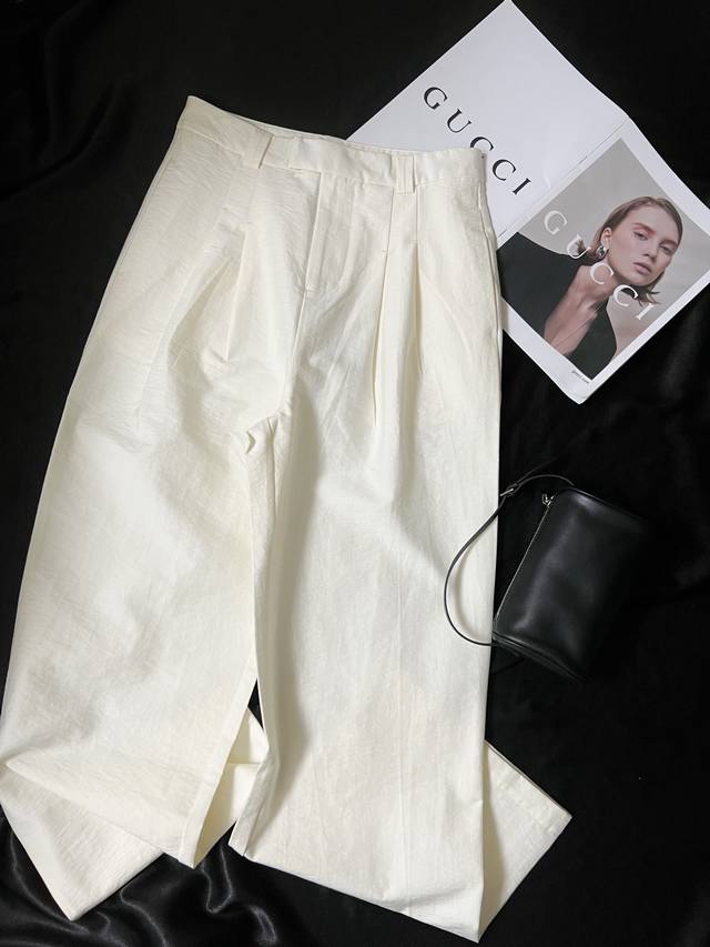 Jil Sande*24Ss新品阔版长裤定制面料独有的挺括感才能打造出的时髦版型 纹理手感不要太绝 超级好穿的时髦吸烟裤 Sml