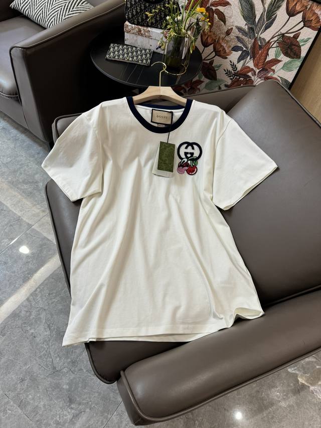 Qg 98#新款t恤p1 Gucci 最新款 Logo卡通绣花 短袖t恤 白色 蓝色 Sml