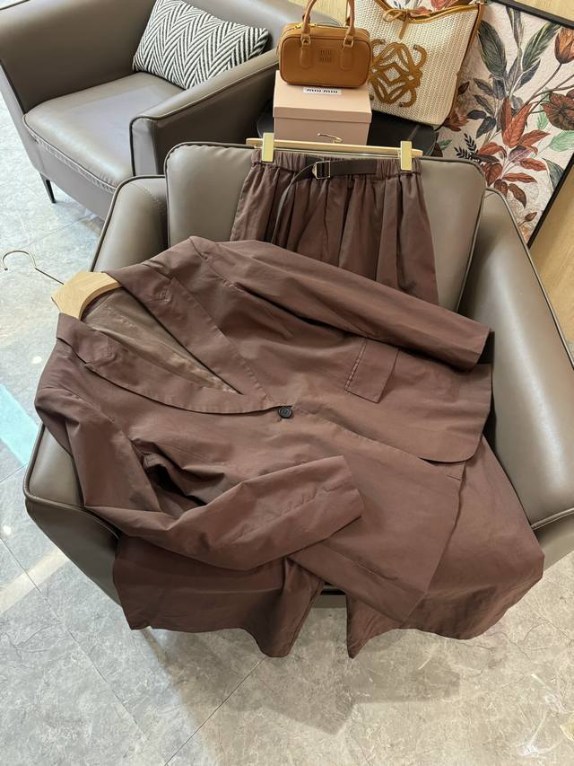 Lz024#新款套装 Bc 真丝棉 长袖西装外套半透长裤 套装 两色 Sml