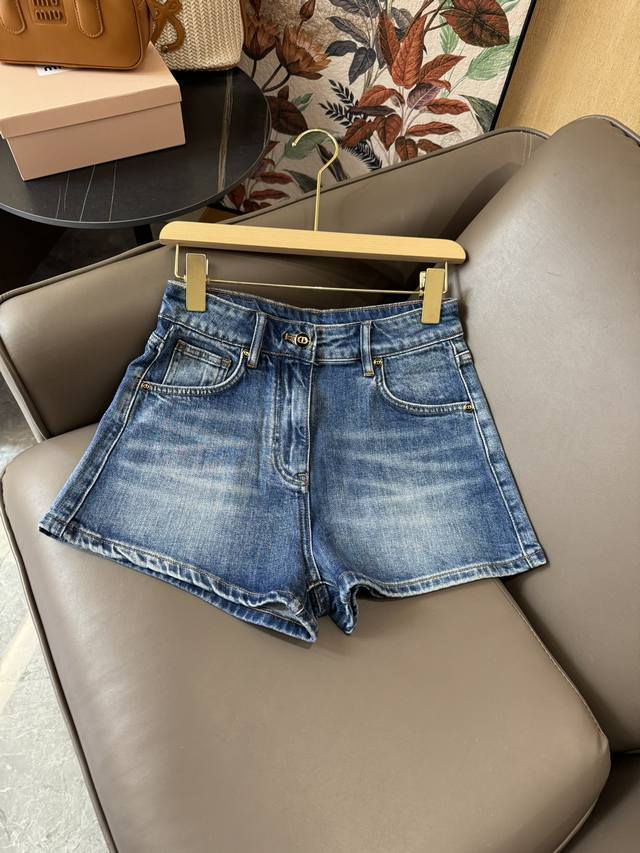 Xc078#牛仔短裤 Dior 刺绣小蜜蜂 牛仔短裤 蓝色 Smlxl