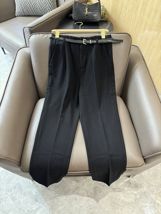 Kz015#新款裤子 Ysl 经典款配腰带西装长裤 黑色 灰色 Smlxl