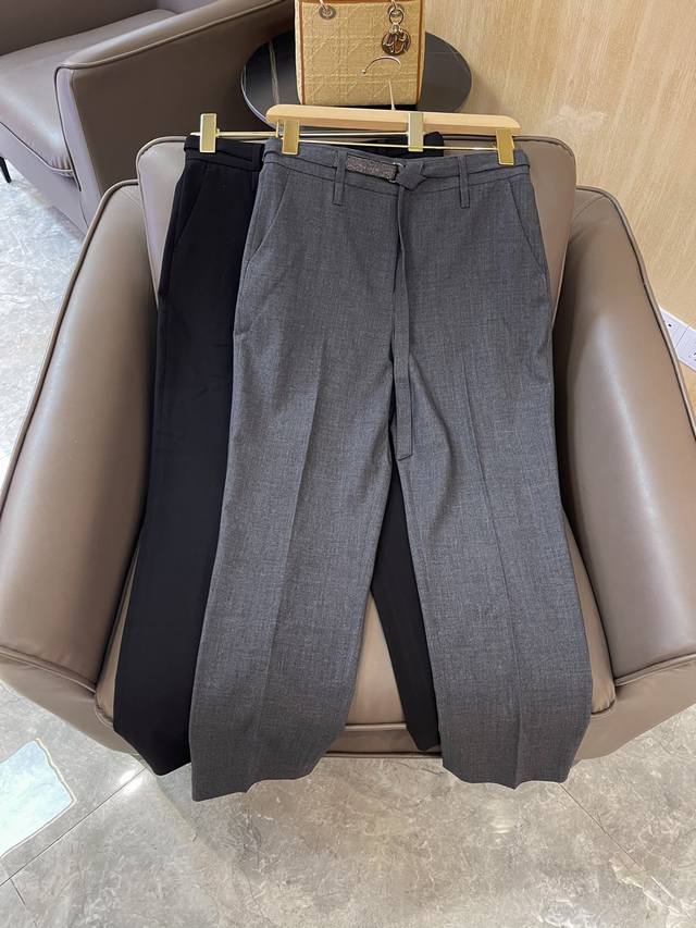 Kz016#新款裤子 Bc 链条重工腰带 西装小脚裤 灰色 黑色smlxl