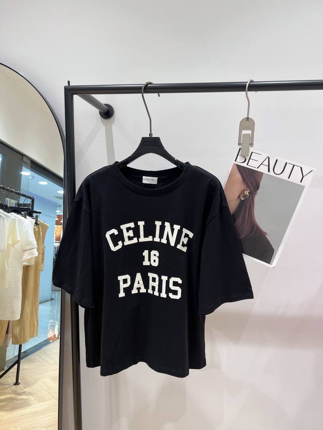 Celin* 2024夏季新款t恤，原版开发，宽松版型，上身超级慵懒，Sml