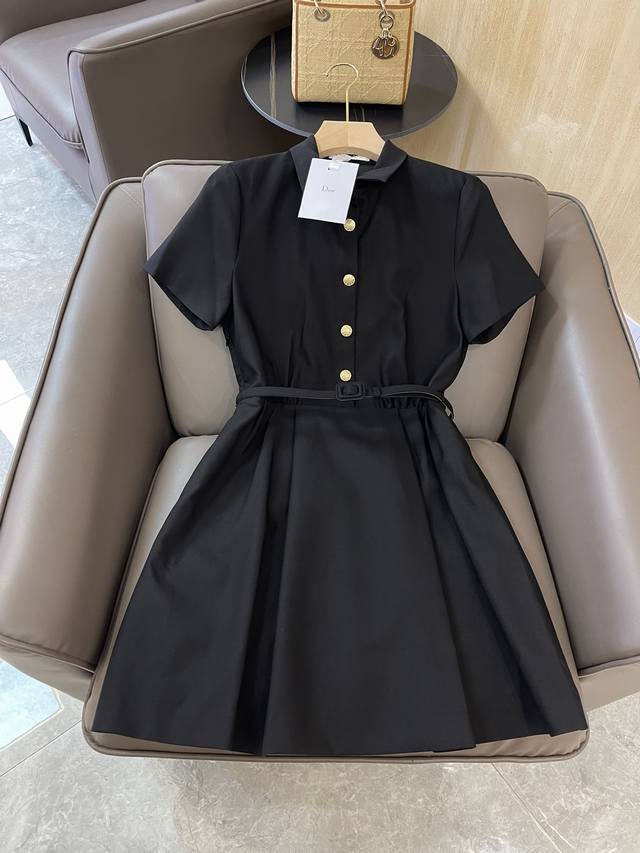 Zy003#新款连衣裙 Dior 经典款 短袖修身连衣裙 黑色 米色 Smlxl