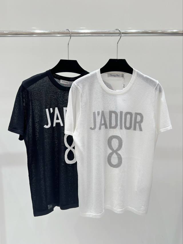 Dio春夏新款 字母数字8提花针织短袖，颜色：白色 黑色，尺码：36.38.40。