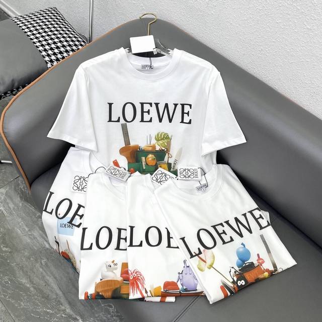 春夏款 Loewe收纳袋印花字母图案t恤！ 强烈推荐热卖款！ 做工品质看细节 Color：白 Size：Sml