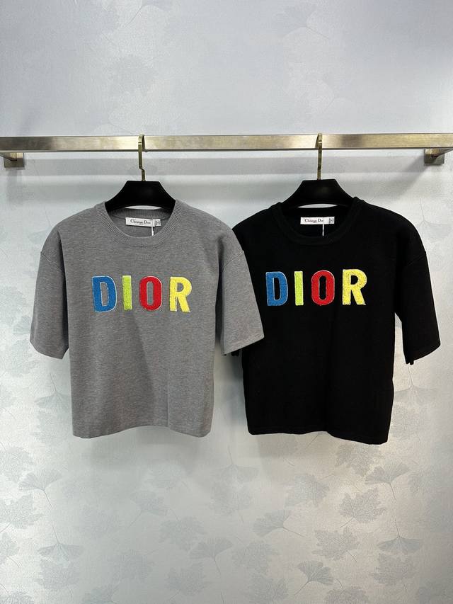 Dio*24夏季新款两色重工刺绣短袖 彩色字母吸睛 适合日常通勤出行！2色3码sml 。