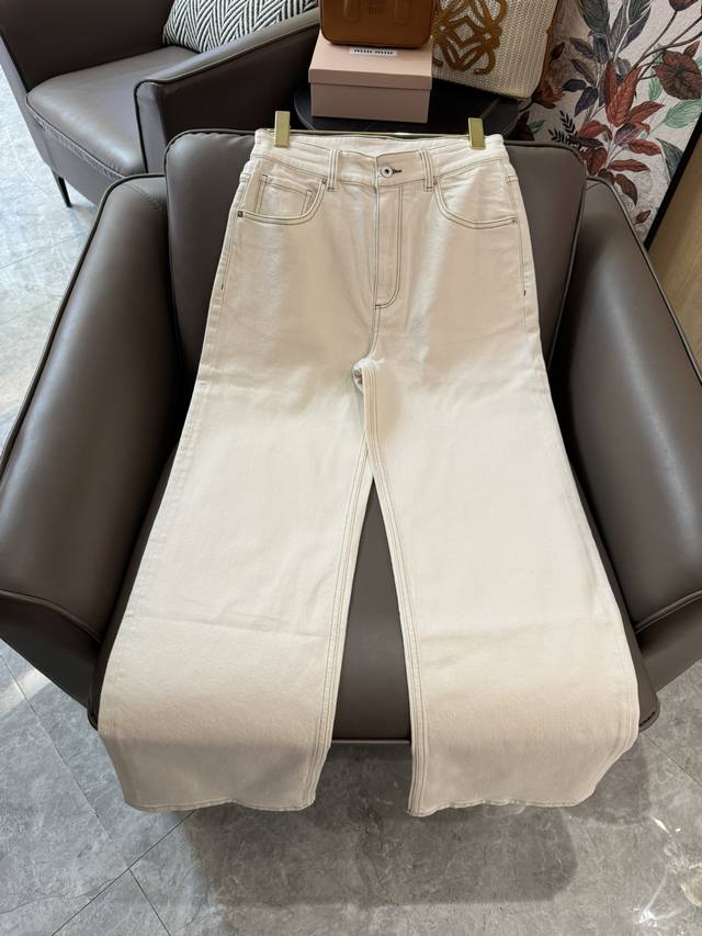 My006#新款牛仔裤 Bc 超级爆款 本白色 显瘦牛仔棉长裤 白色 Smlxl