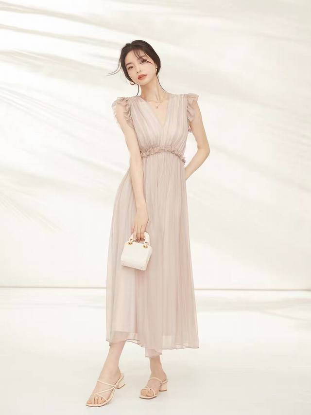 连衣裙 新款，高端精致显瘦无袖气质长裙，淡粉色s一xl
