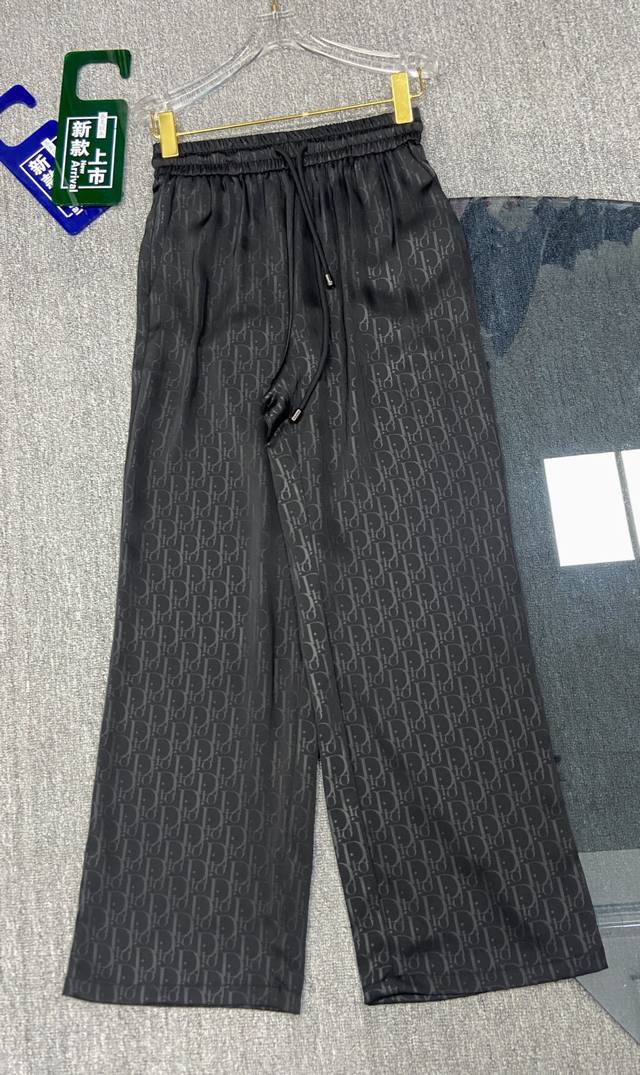 Christian Dio*R2024新款压花抽绳阔腿提花logo醋酸裤，做工精致。单色sml