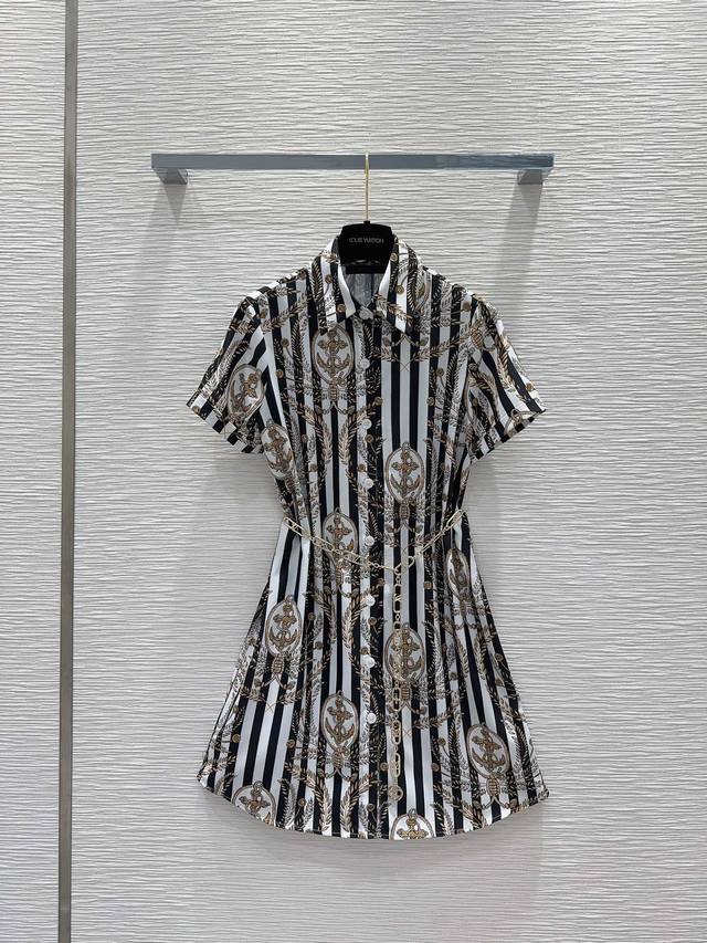 原单品质 Louis Vuitt*On 2024经典翻领航海系列衬衣裙 上身就是满满的时髦高级感monograw 全幅印花工艺巨拉风 自带气场 面料质感很奈斯