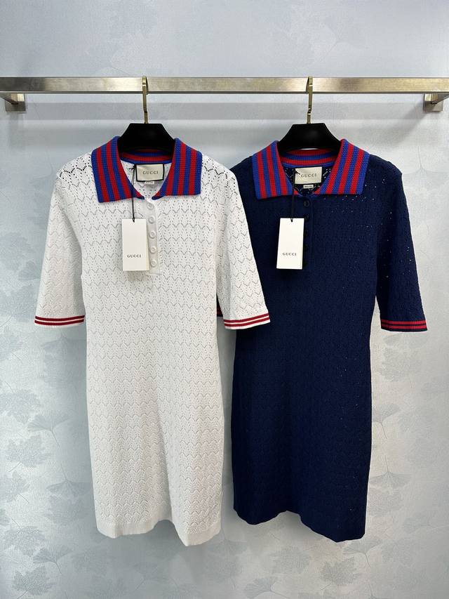 Gucc*夏季新款极简风针织连衣裙 经典的 版型概念又百搭夏季穿着清凉又舒适 2色3码sml