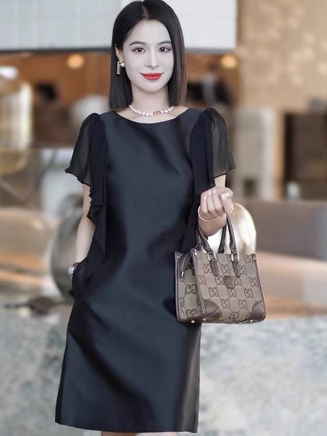 法式高级感高端精致气质名媛轻奢小香风正式场合黑白色连衣裙。S一xl