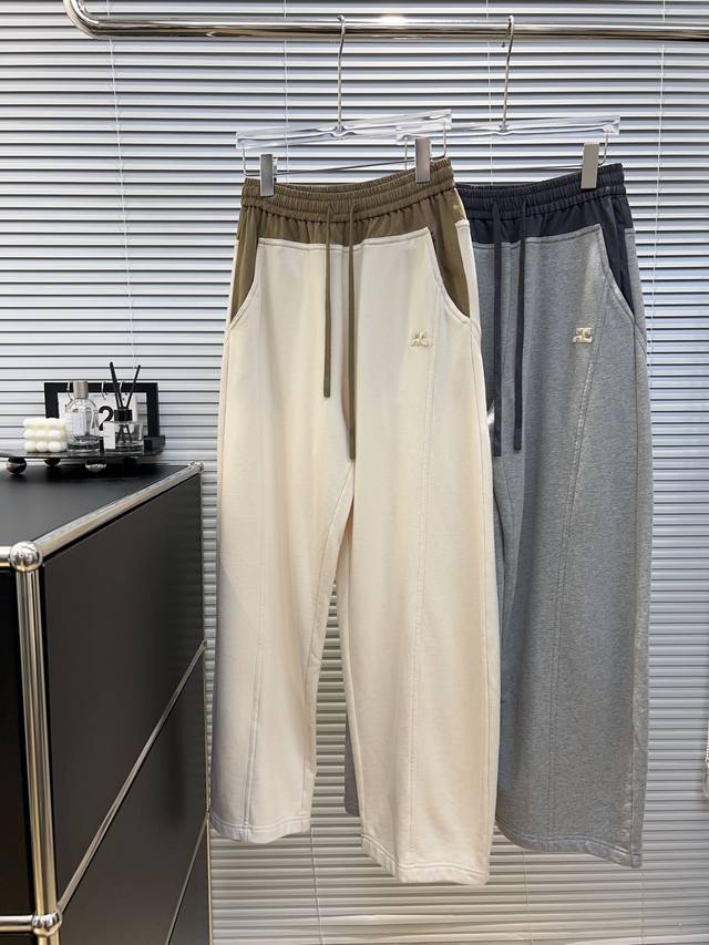 Cou新款拼接卫裤 拼接卫裤设计也是卫裤中十分有亮点的存在拼接处的破坏设计带有一点设计感的心思在简约且又时尚百搭且不过时 灰色 卡其色sml
