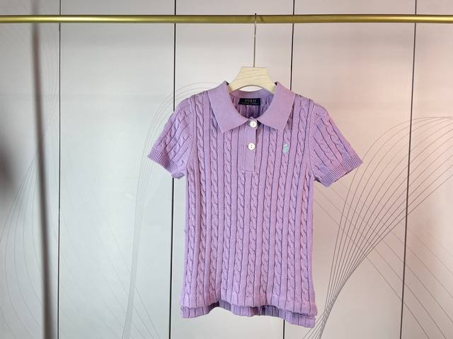 Polo Ralph Lauren拉夫劳伦翻领麻花绞花编结短袖针织衫sml现货发