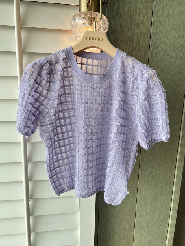 夏季新款 源自于原创设计 毛线编织工艺 上身显瘦杠杠哒显身材 S-Xl杏色．紫色．黑色