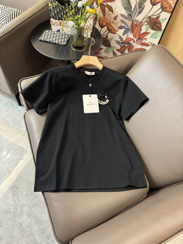 Qg24085#新款t恤 Moncler 超级爆款 短袖贴布绣logot恤 白色 蓝色 黑色 粉色 Sml