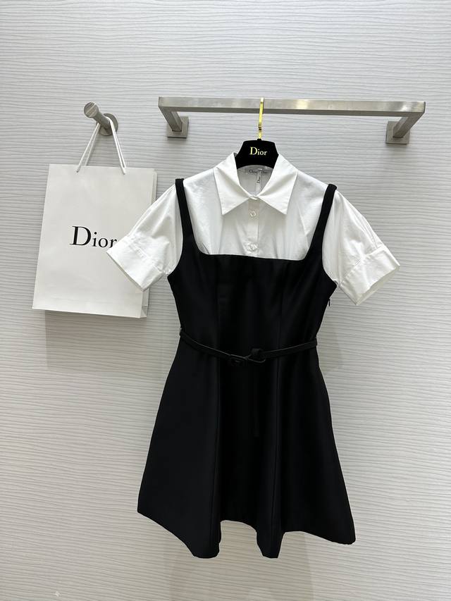 Dio2Ss春夏最新款 假两件拼接设计连衣裙 时髦感在线 经典黑白撞色假两件做法 上身轻松减龄 休闲显活力 日常出街必备裙一件式裙子 属于谁穿都好看的款式 很百