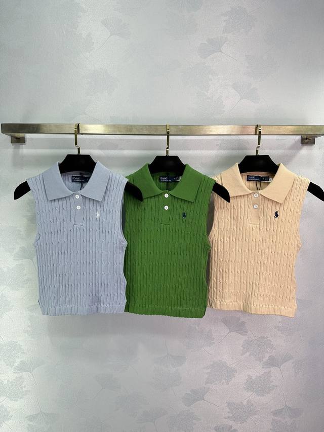 Polo*24春夏新款针织背心 品牌马球骑手logo图案刺绣点缀 经典时尚高级百搭 3色3码sml