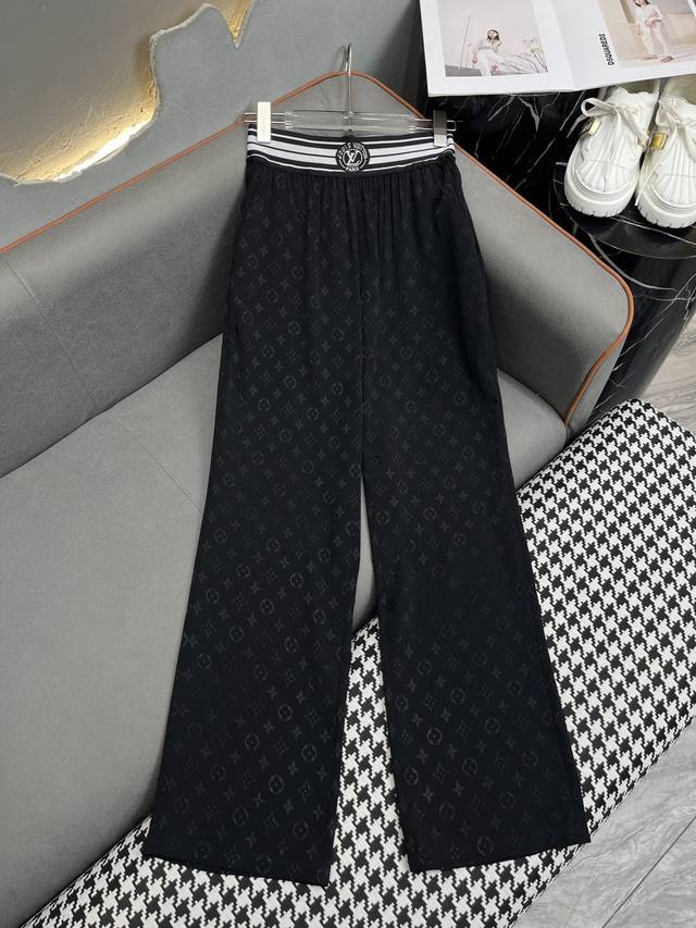 Louis Vuitto* 24Ss夏季新款直筒裤 老花提花面料 字母橡筋腰头 时尚大气 单色三码sml