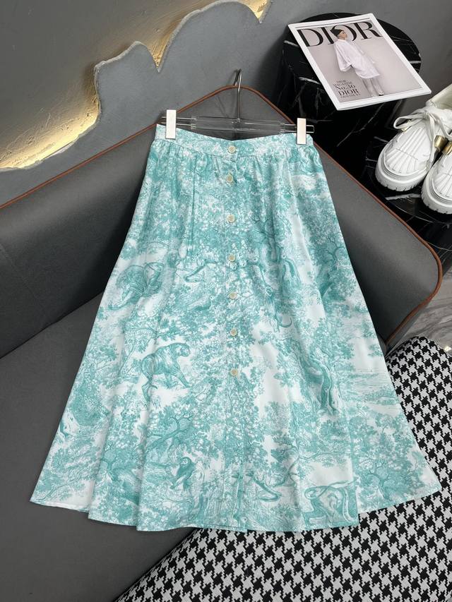 Dio* 24Ss夏季新款半身裙 丛林花图案印花面料 单排扣版型 高品质 两色三码sml