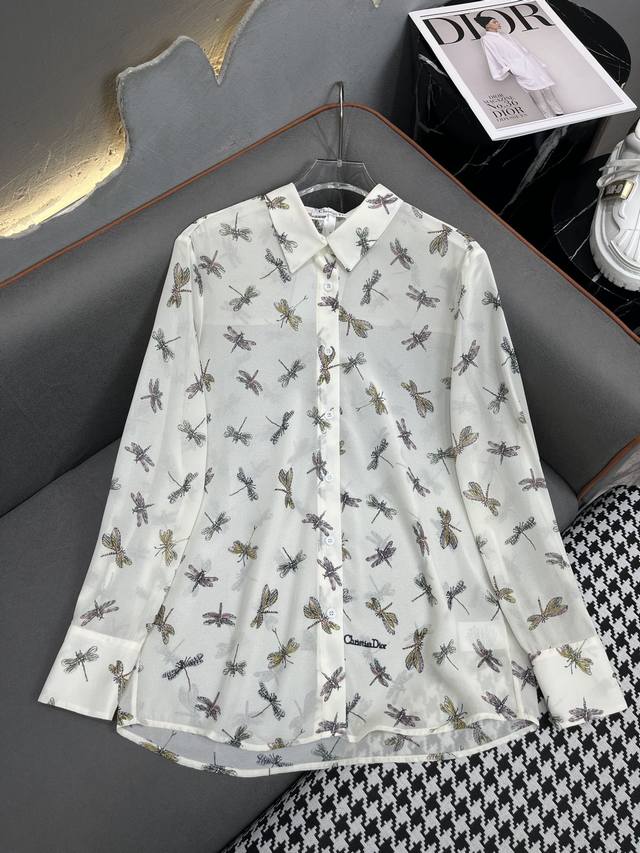 Dio* 24Ss春夏新款长袖衬衫 蜻蜓图案印花面料 时尚大气 单色三码smla807