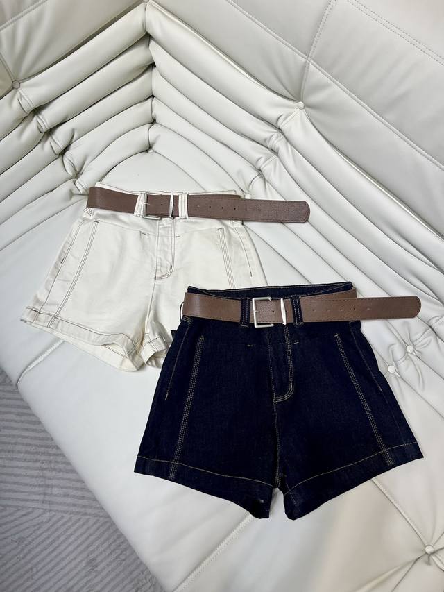 夏季新款 设计风牛仔短裤 配腰带#6766# 两色 尺码smlxl