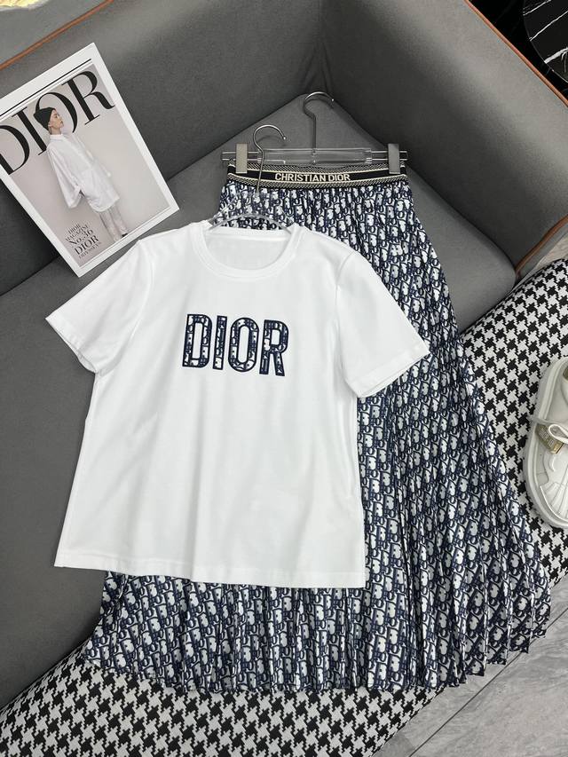 Dio* 24Ss夏季新款t恤压褶半身裙 老花印花面料 字母橡筋腰头 单色三码smla807